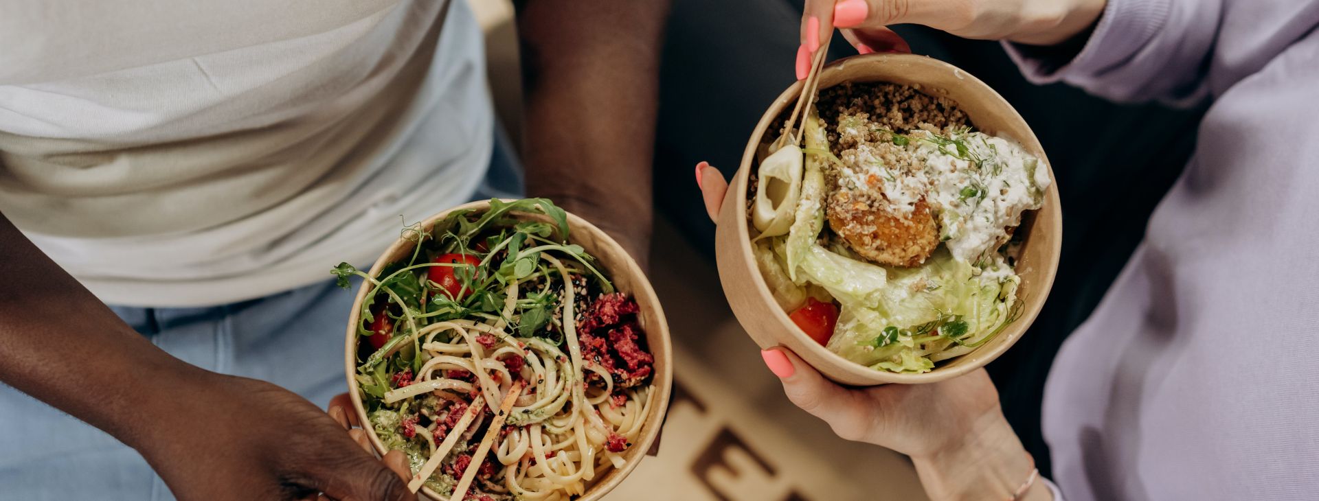 Man And Woman Eating Healthy Food